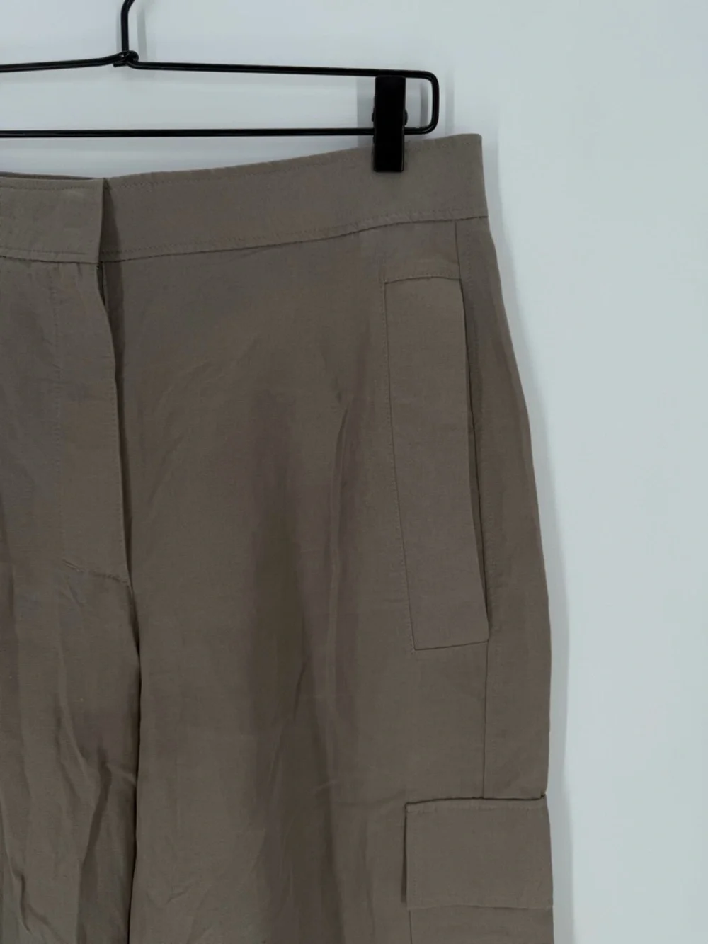 Cos Wide Leg Linen Blend Cargo Trousers In Stone